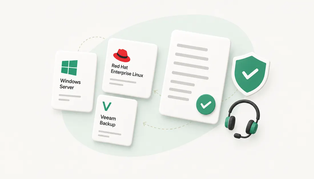 Лицензии Windows Server, Red Hat, Veeam — поставка с документами